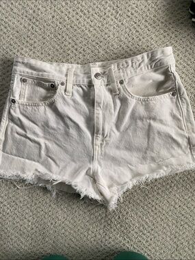 Madewell Relaxed White Denim Cutoff Shorts, 27